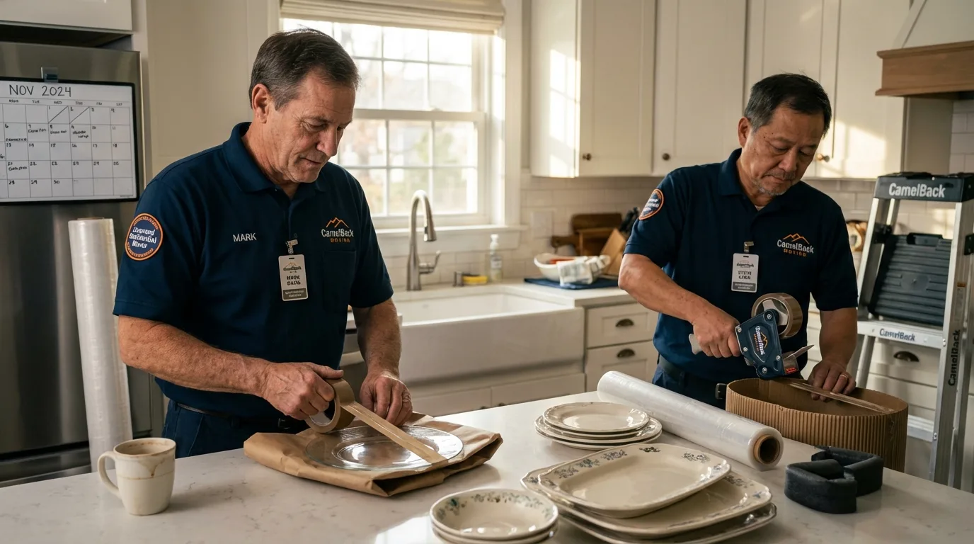 Professional crew packing kitchen dishware in Alabaster, AL